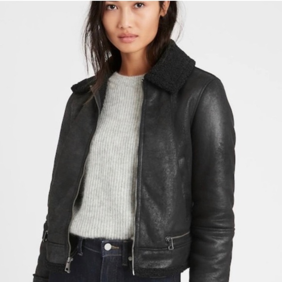 Banana Republic Jackets \u0026 Coats | Banana Republic Vegan Shearling Jacket | Color: Black | Size: L | Apeylove's Closet